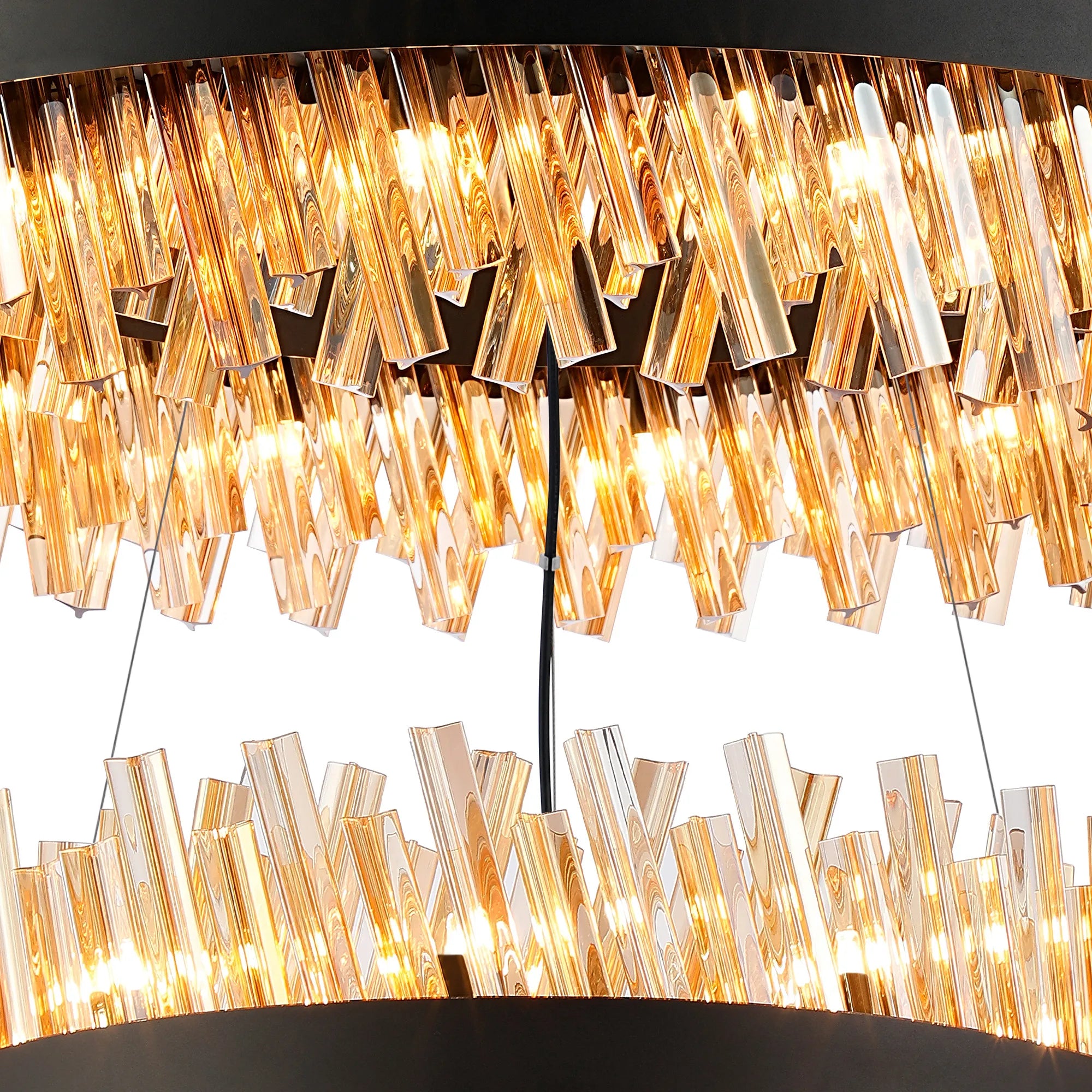 Farnley 2 Tier 80cm Pendant 24 Light - Satin Black & Amber