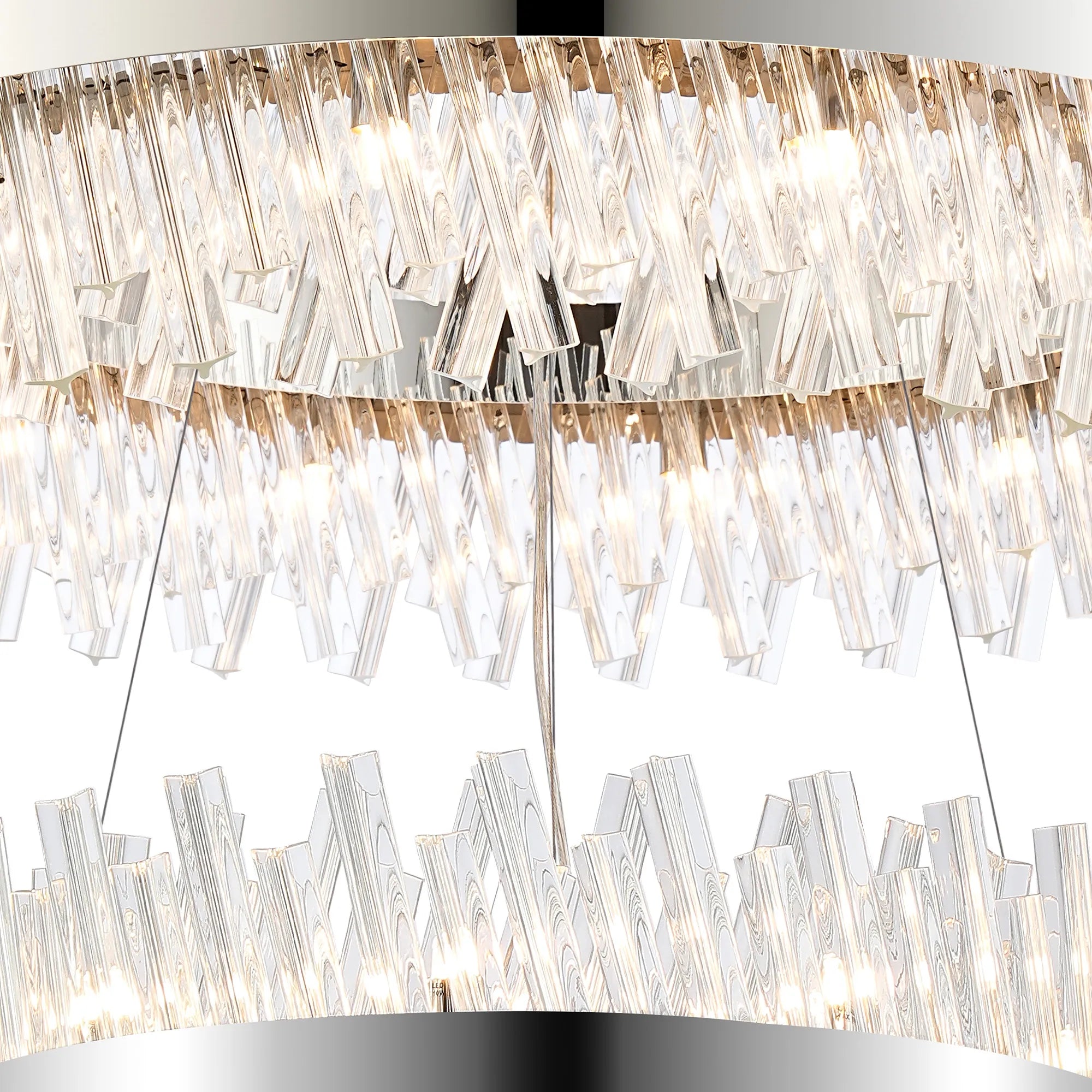 Farnley 2 Tier 80cm Pendant 24 Light - Polished Nickel & Clear