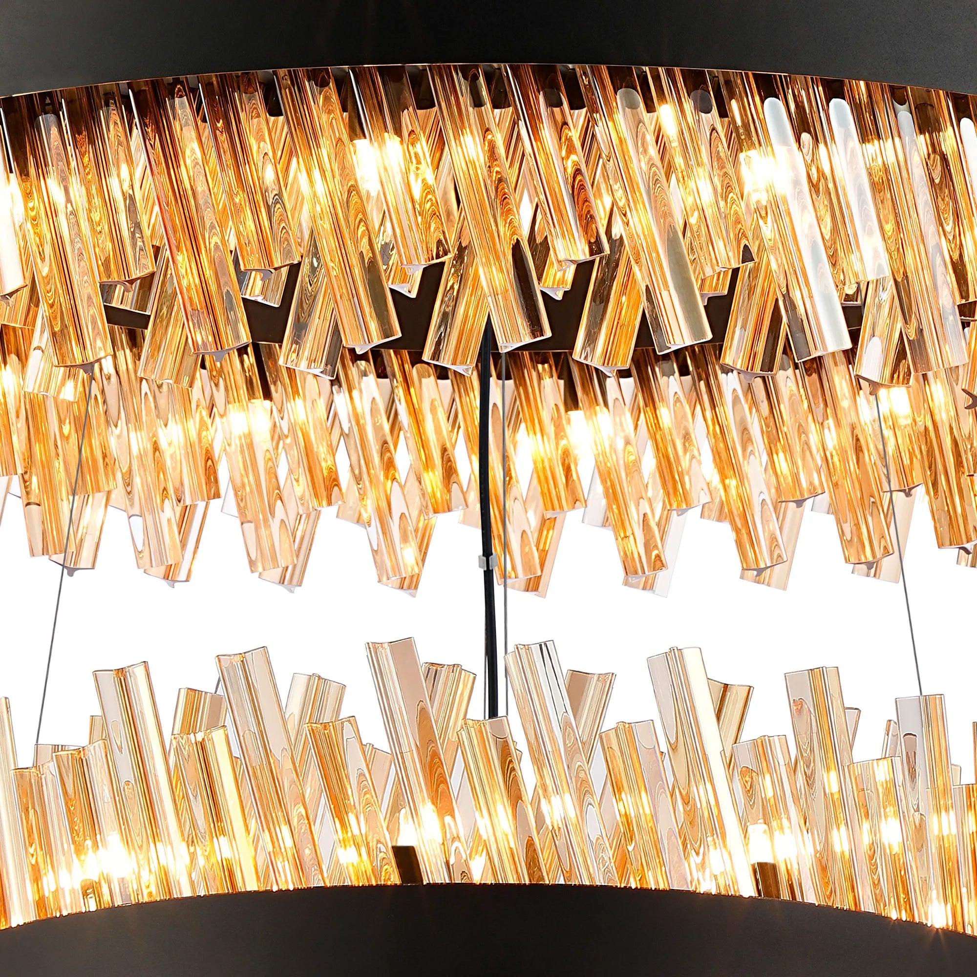 Farnley 3 Tier 1m Pendant 32 Light - Satin Black & Amber