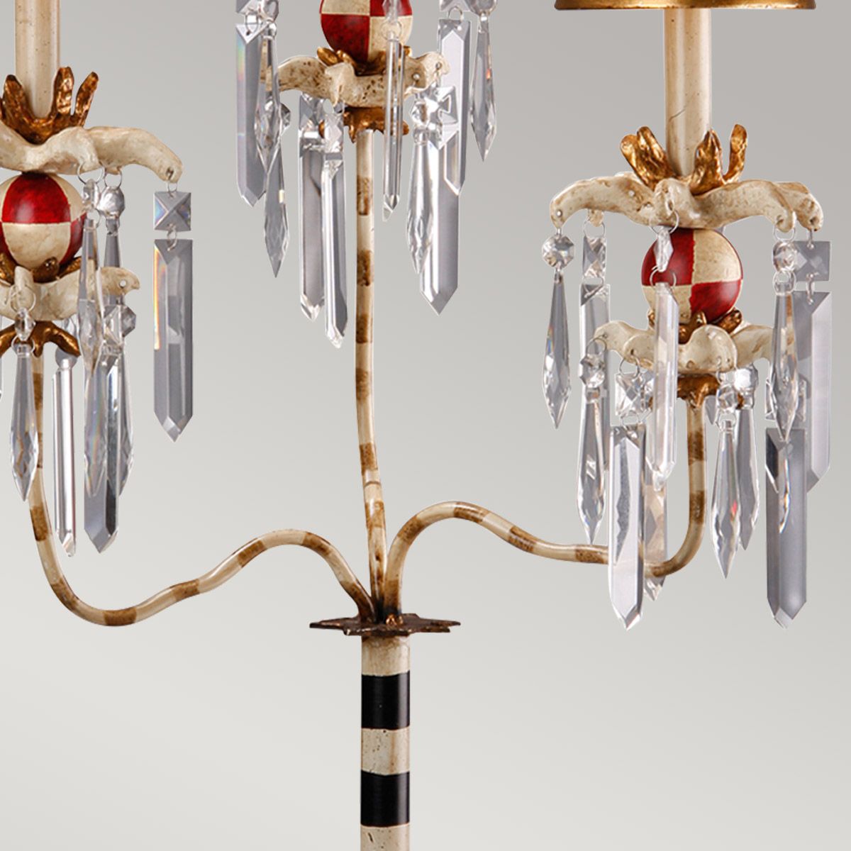 Flambeau Birdland 3 Arm Table Lamp - Gold Leaf & Cream