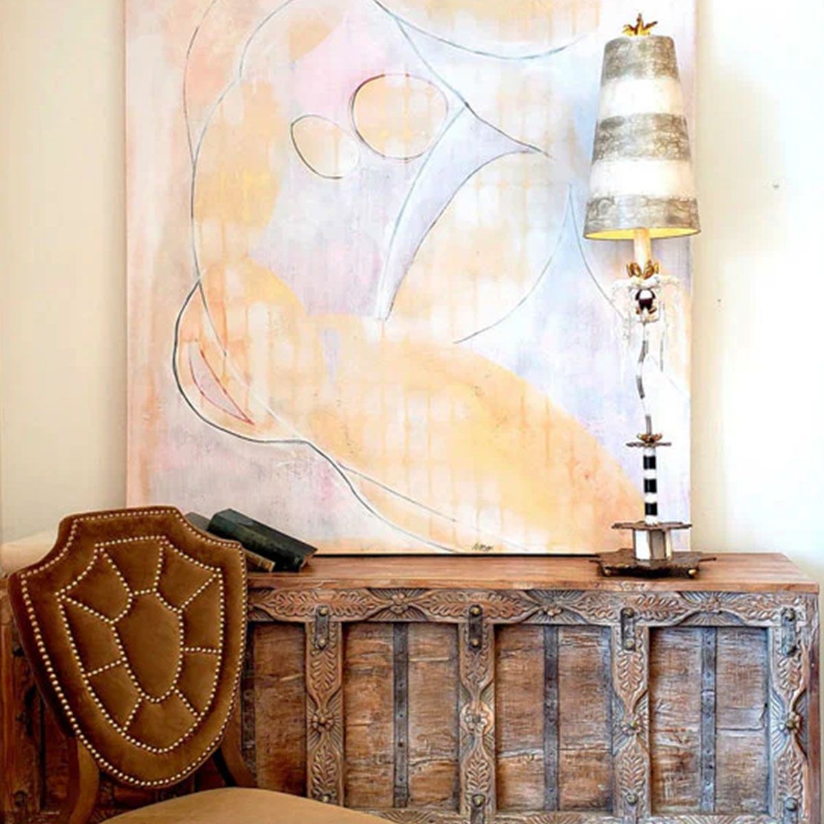 Flambeau Birdland Single Table Lamp - Gold Leaf & Cream