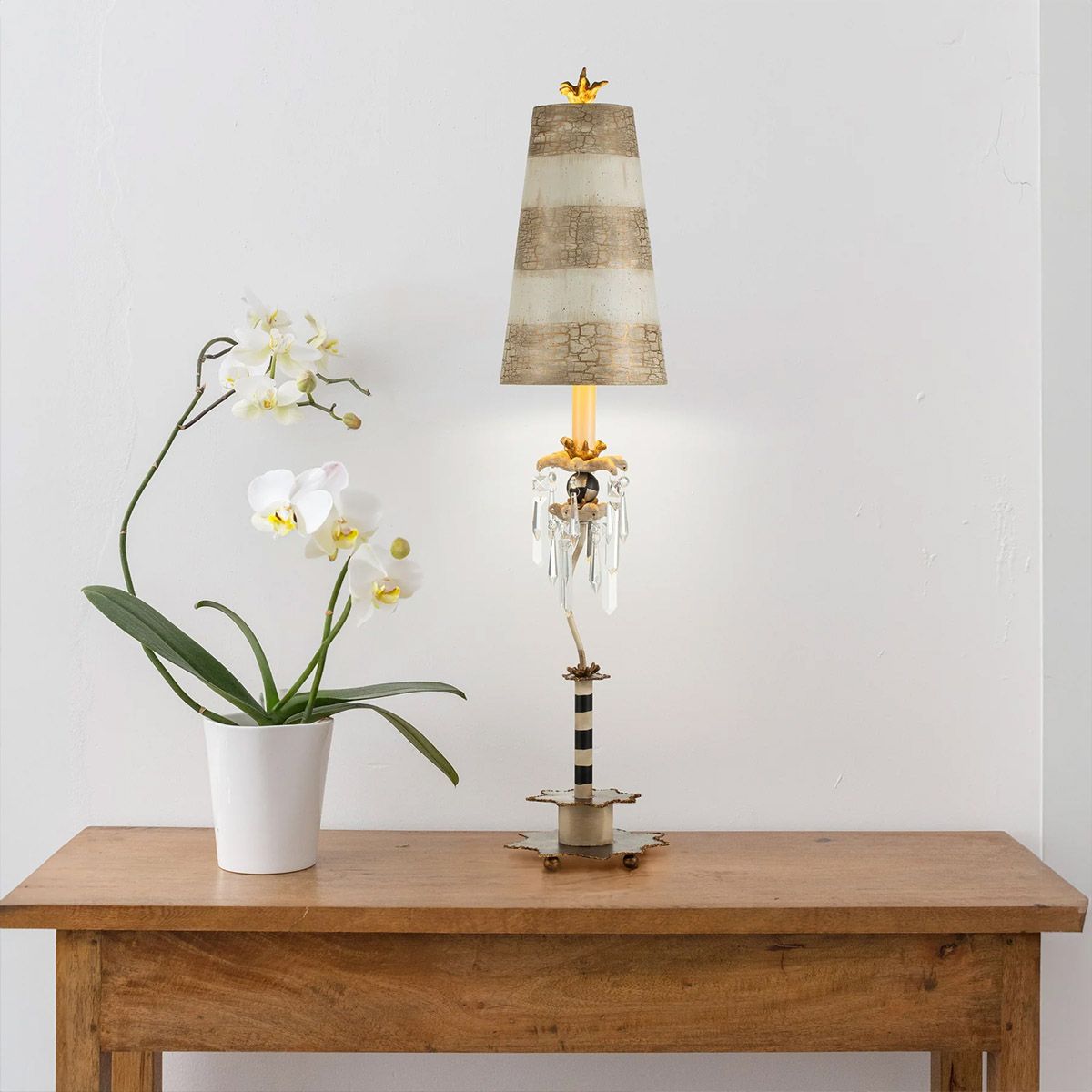 Flambeau Birdland Single Table Lamp - Gold Leaf & Cream