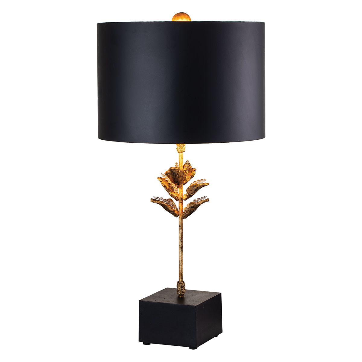 Flambeau Camilia 1 Light Table Lamp - Antique Gold & Black