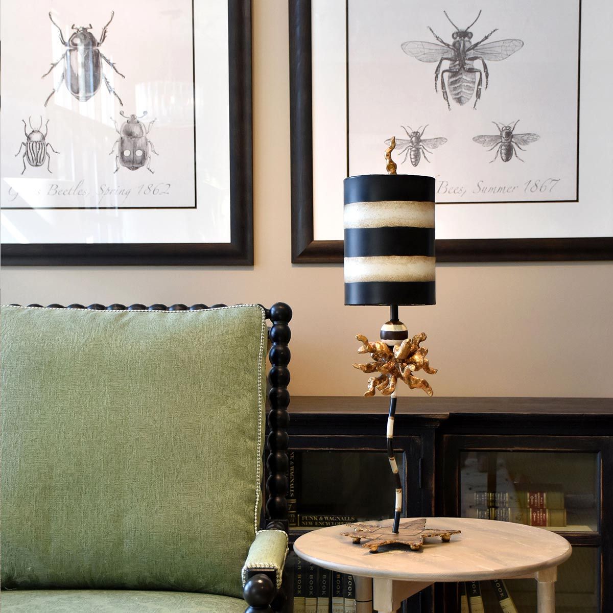 Flambeau Dominique Single Table Lamp - Black & Gold