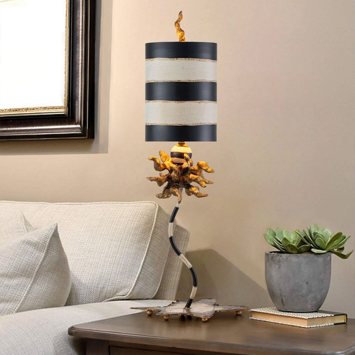 Flambeau Dominique Single Table Lamp - Black & Gold
