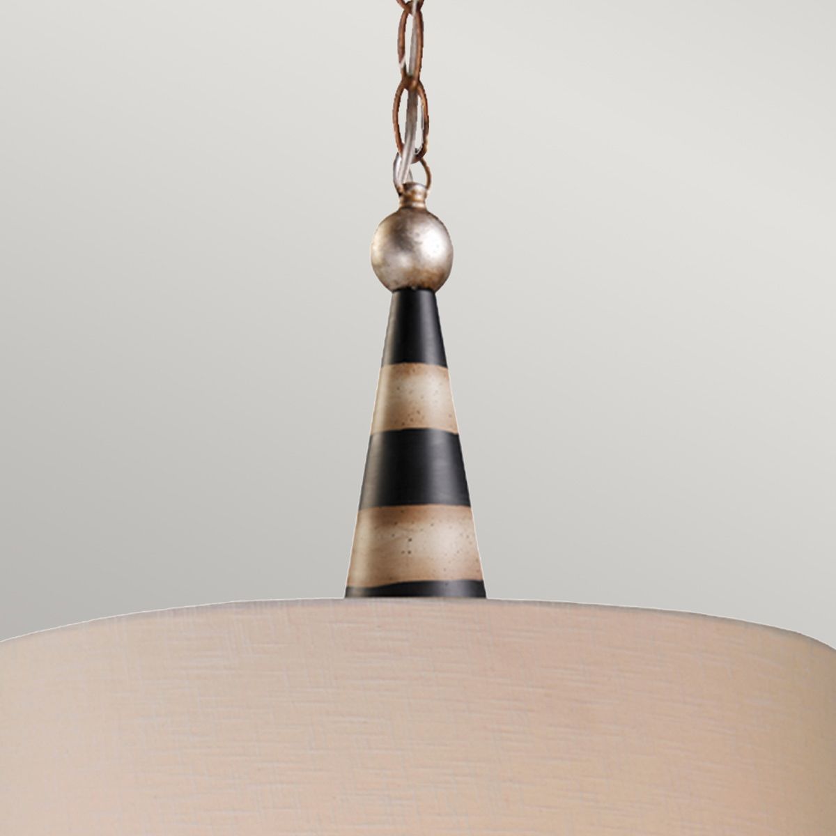Flambeau 2 Light Pendant - Black, Cream & Gold Leaf