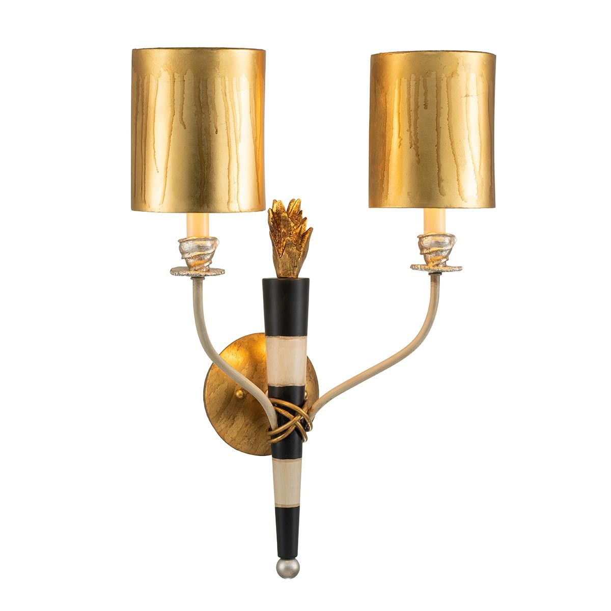 Flambeau 2 Light Wall Light - Black & Cream