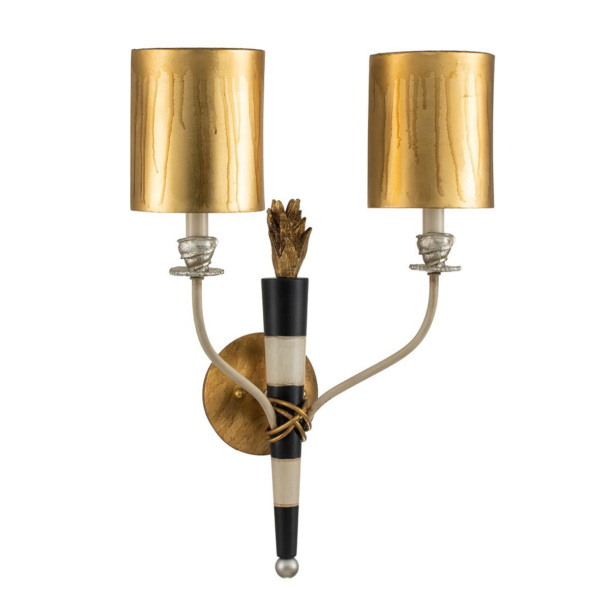 Flambeau 2 Light Wall Light - Black & Cream