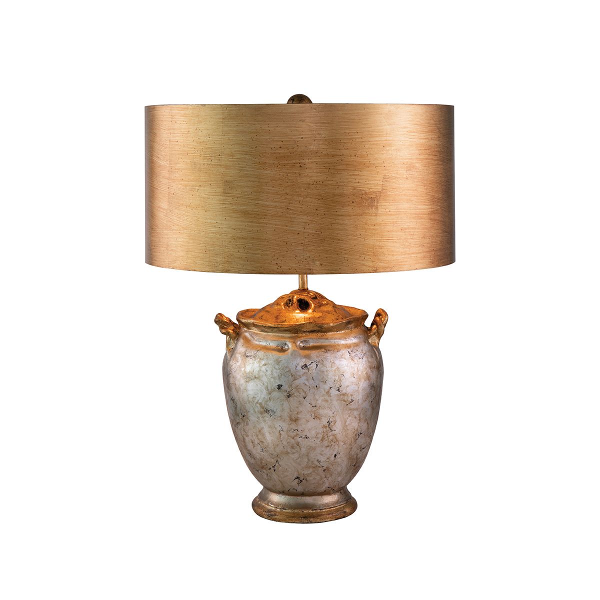 Flambeau Jackson 1 Light Table Lamp - Antiqued Silver with Gold Leaf Accents