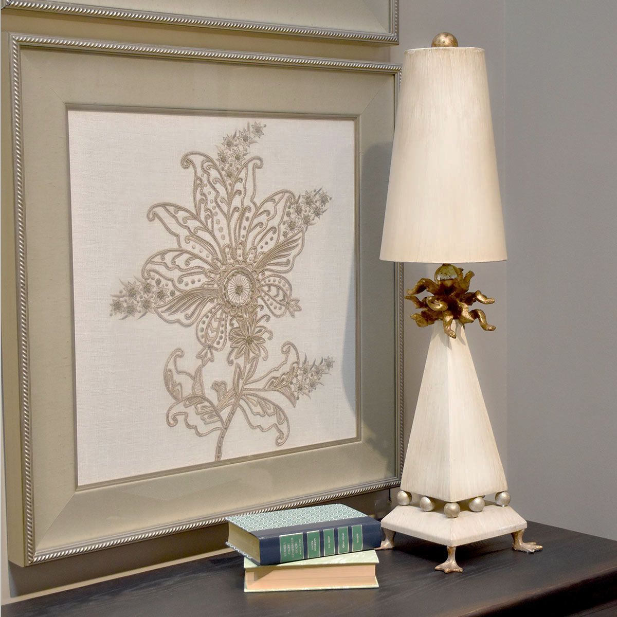 Flambeau Leda Single Table Lamp - Cream Patina