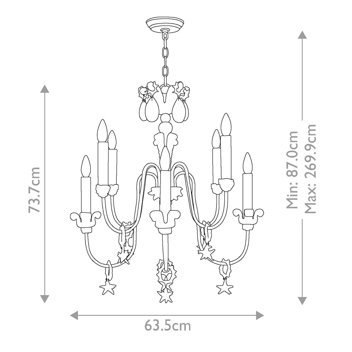 Flambeau Mignon 8 Light Chandelier - Gold & Silver