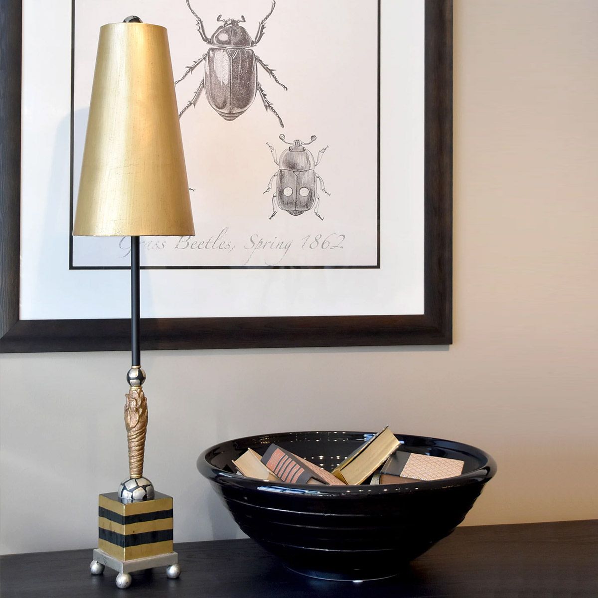 Flambeau Noma Luxe Single Table Lamp - Silver Leaf & Cream
