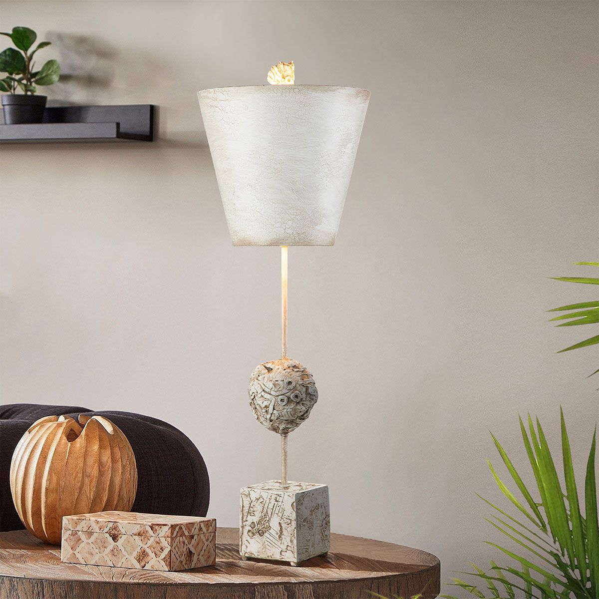 Flambeau Petra 1 Light Table Lamp - Bone White