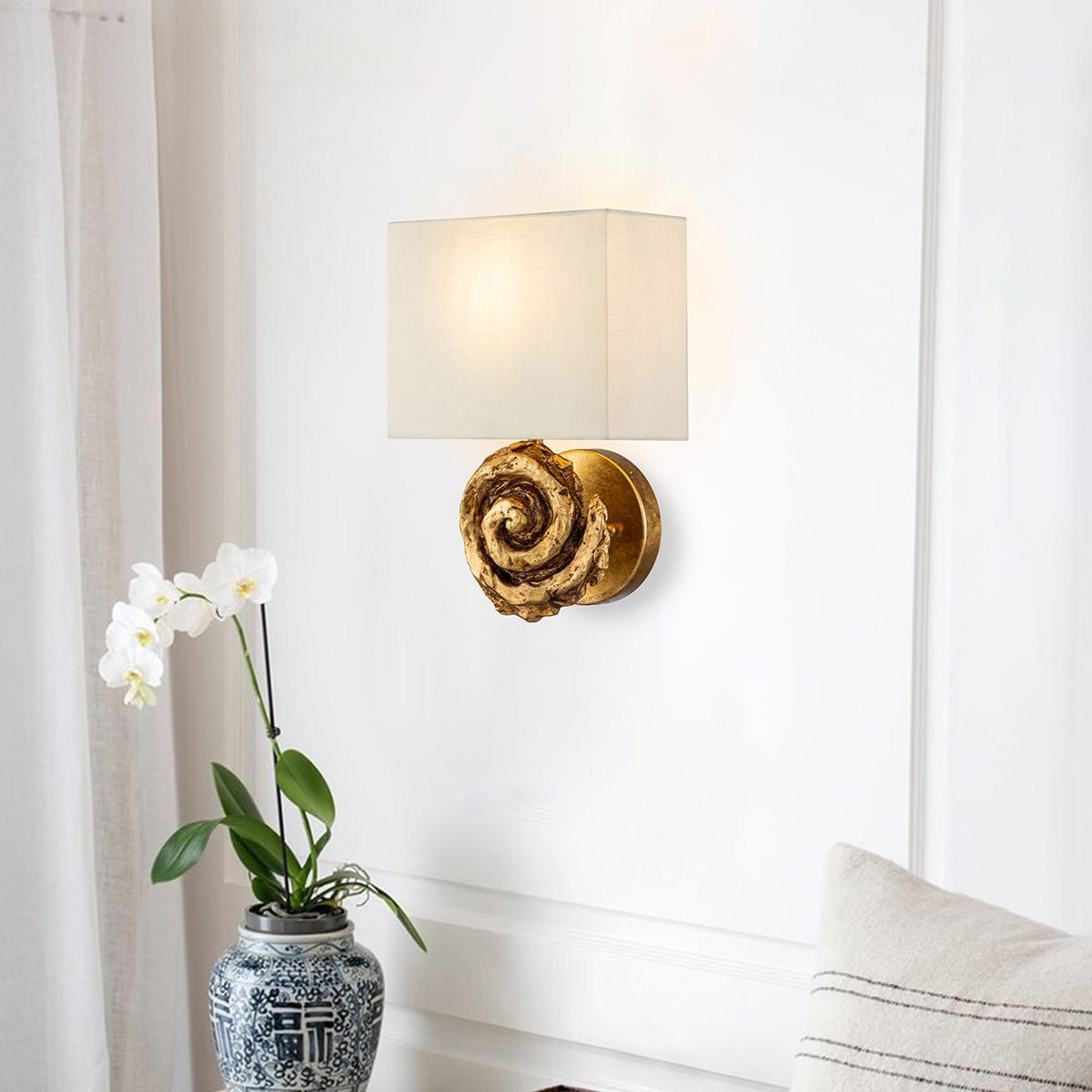 Flambeau Swirl 1 Light Large Wall Light - Gold Leaf