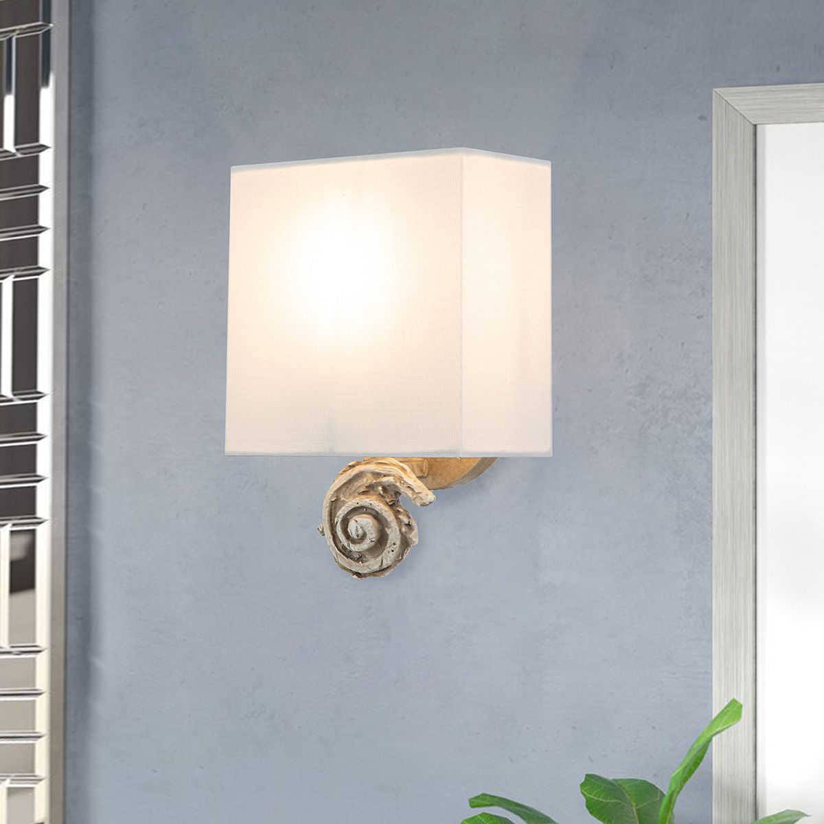 Flambeau Swirl 1 Light Small Wall Light - Bone White