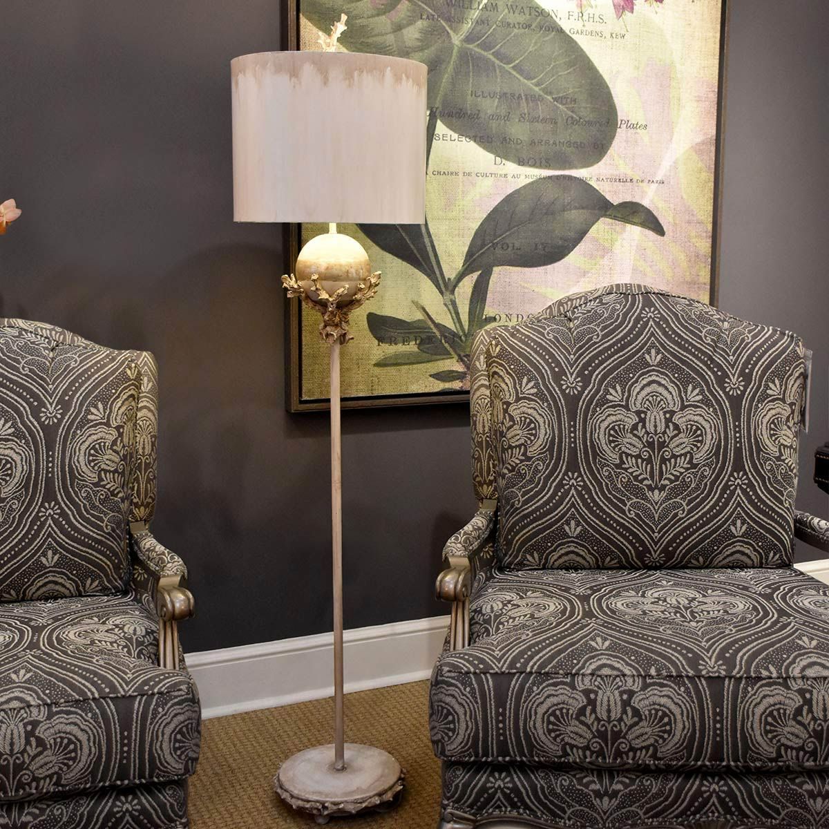 Flambeau Trellis Single Floor Lamp - Putty Patina & Silver Leaf