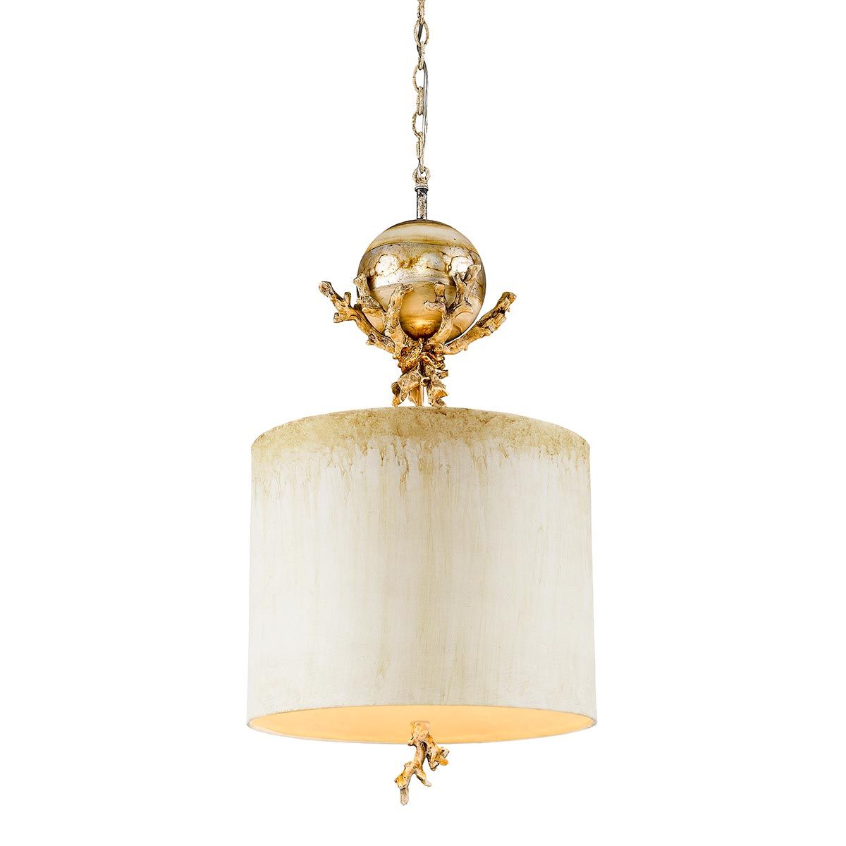 Flambeau Trellis Single Pendant - Putty Patina & Silver Leaf