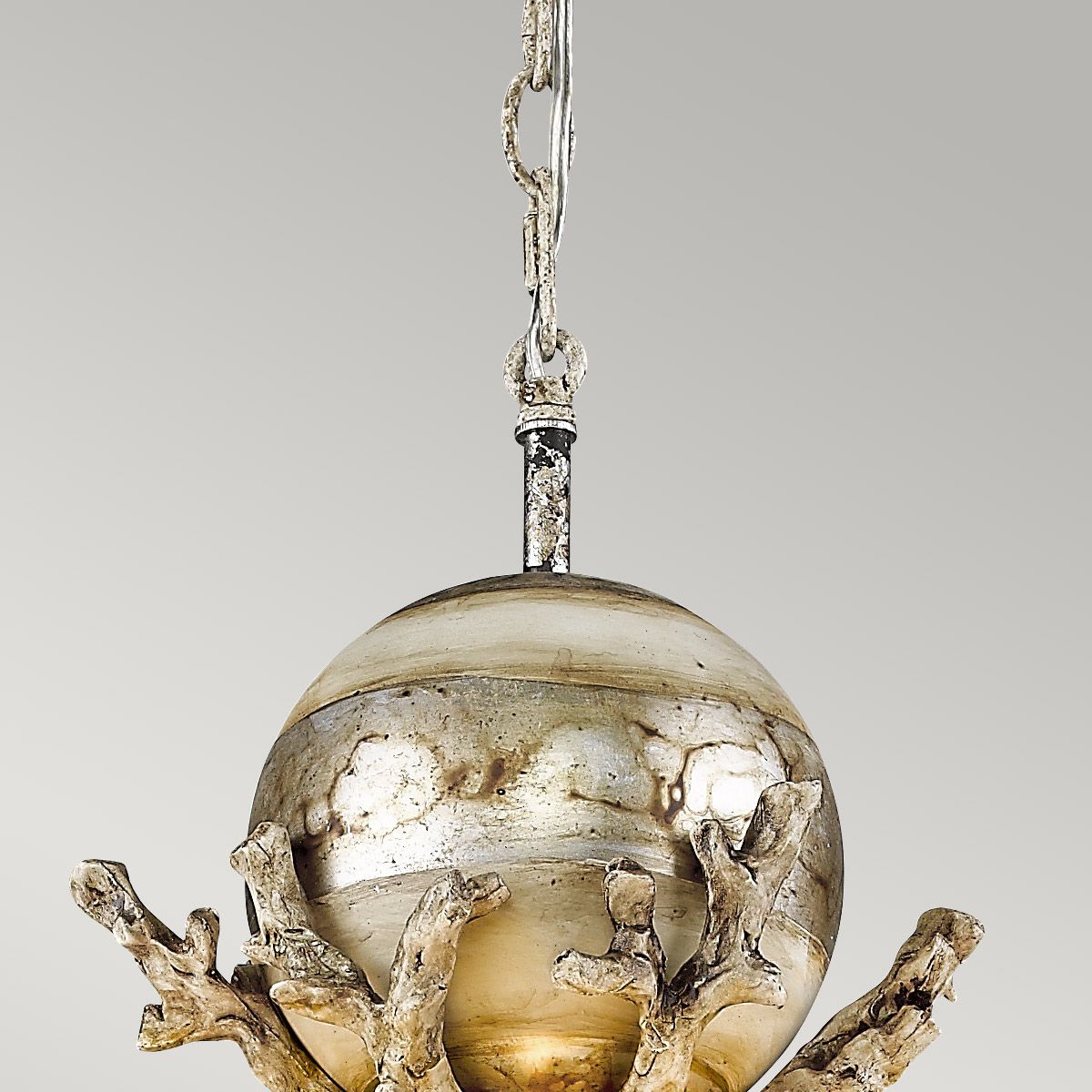 Flambeau Trellis Single Pendant - Putty Patina & Silver Leaf
