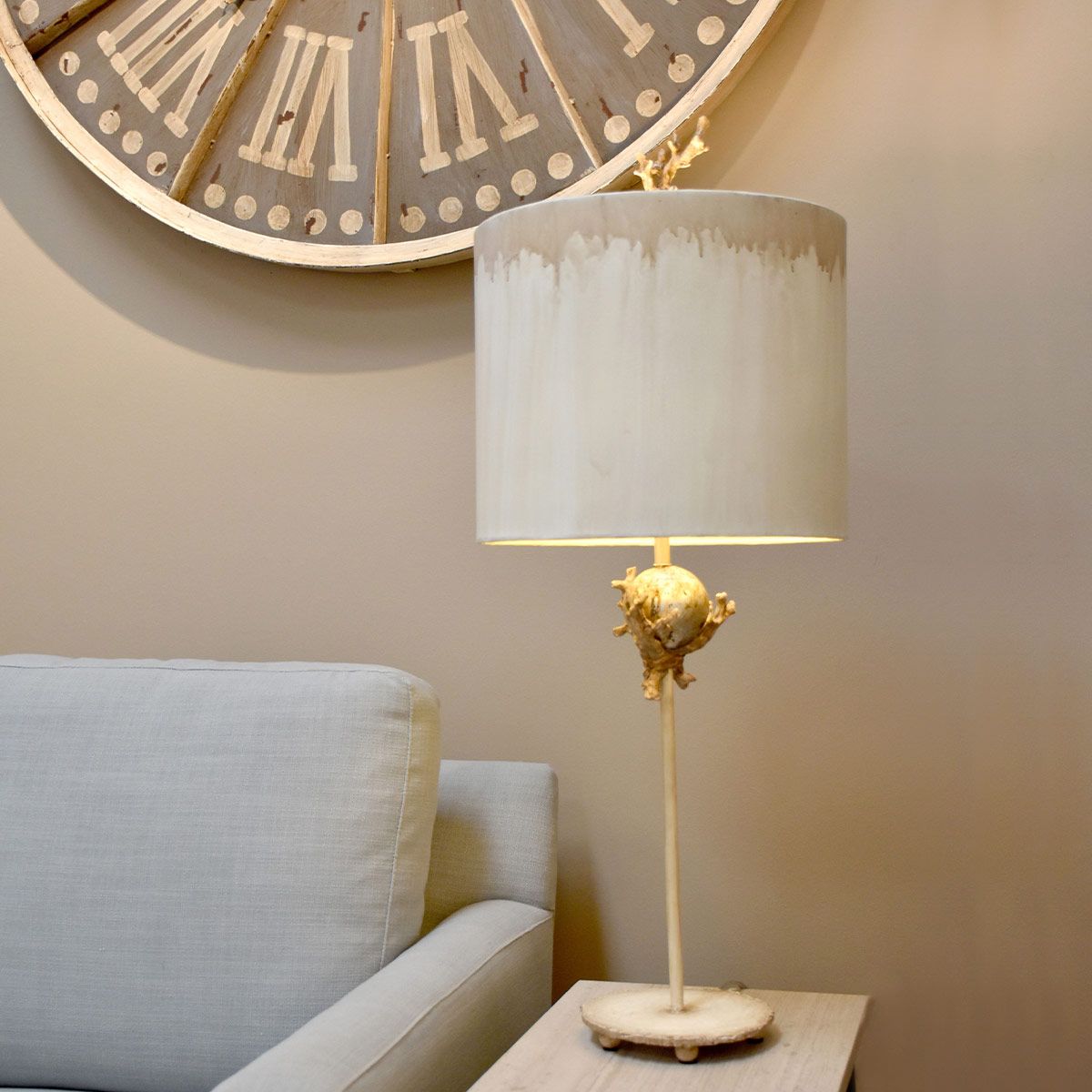 Flambeau Trellis Single Table Lamp - Putty Patina & Silver Leaf