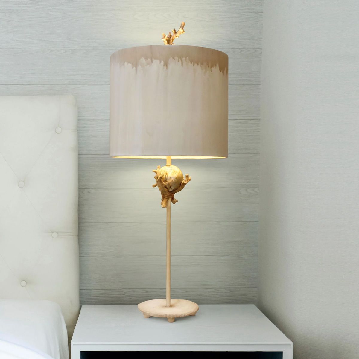 Flambeau Trellis Single Table Lamp - Putty Patina & Silver Leaf
