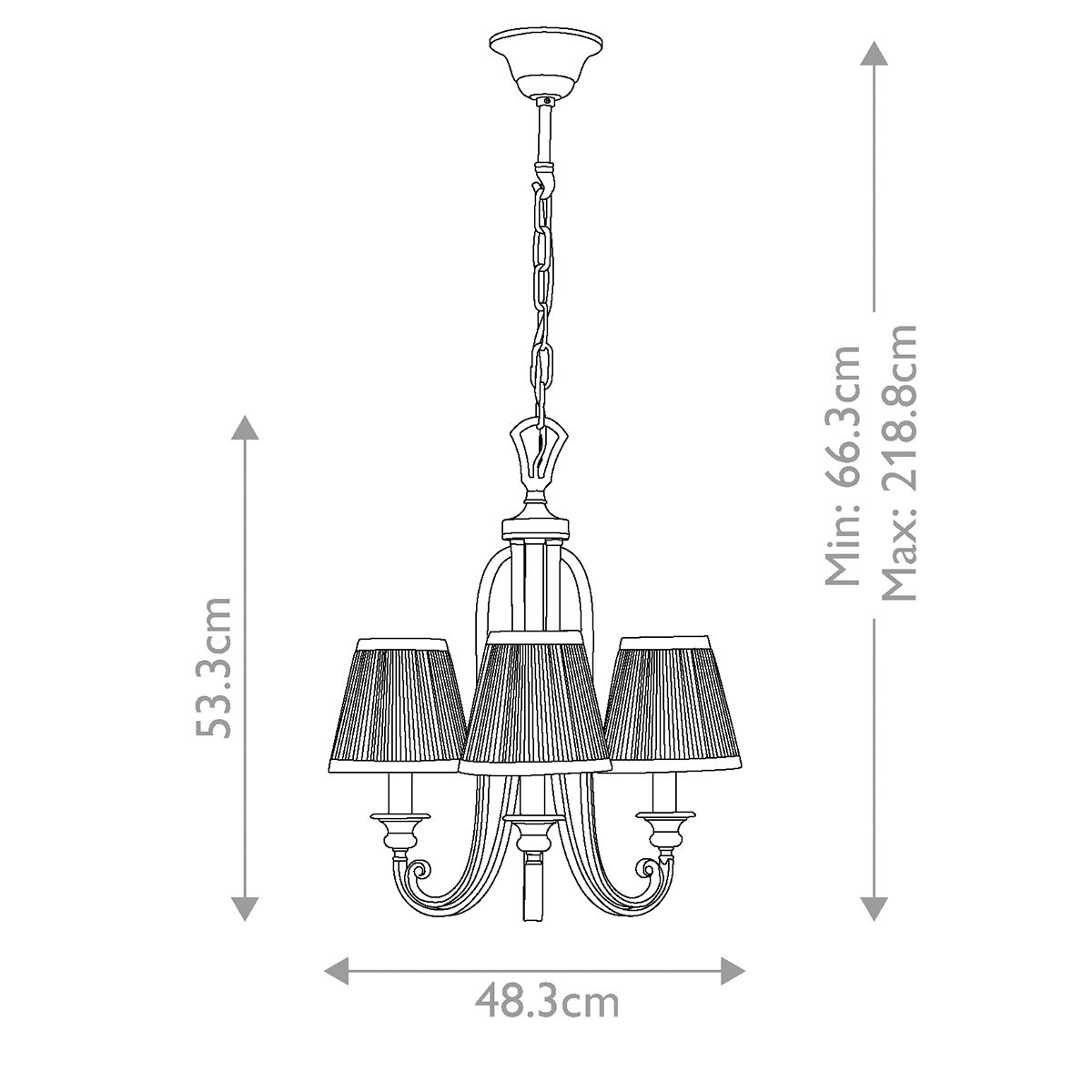 Feiss Abbey 3 Light Chandelier - Silver Sand