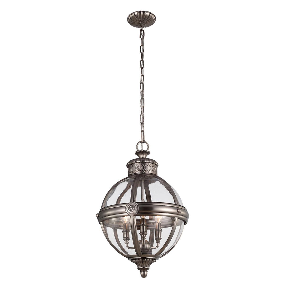Feiss Adams 3 Light Pendant Chandelier - Antique Nickel