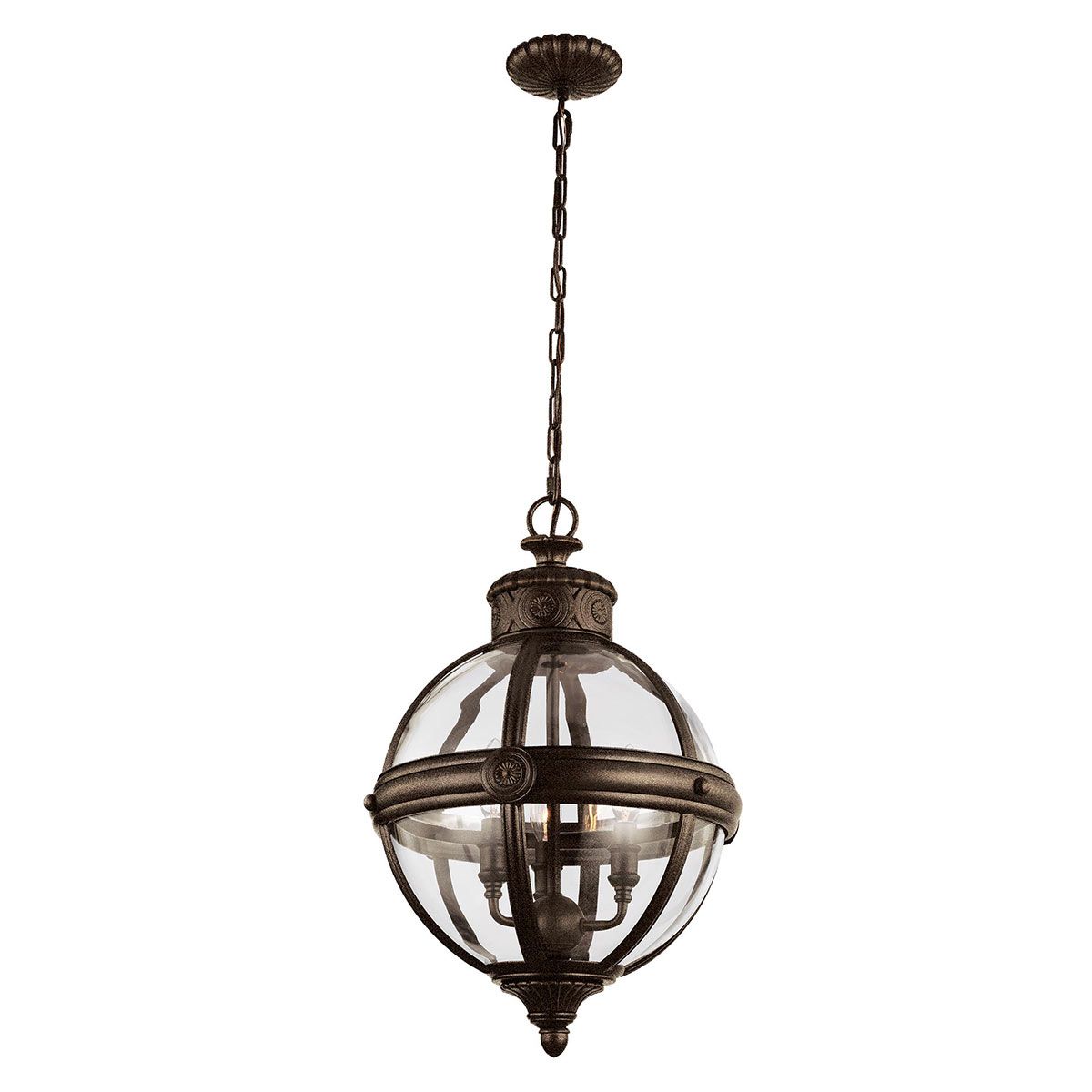 Feiss Adams 3 Light Pendant Chandelier - British Bronze