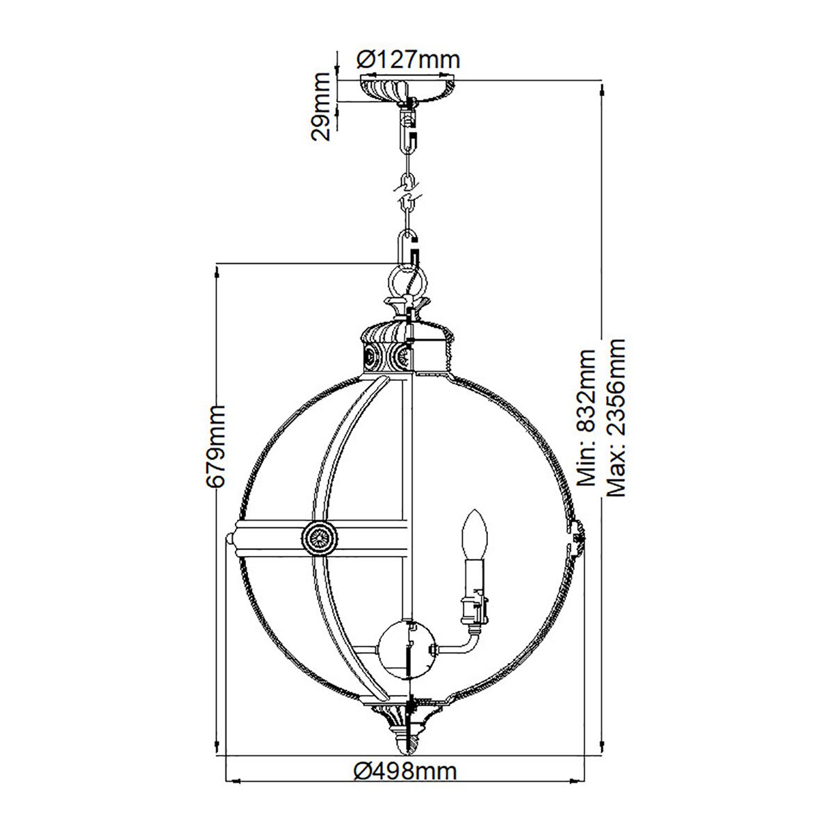 Feiss Adams 4 Light Pendant Chandelier - Antique Nickel