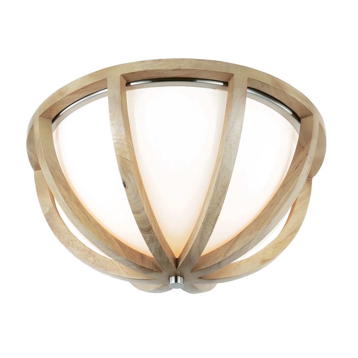 Feiss Allier Flush Mount Fitting - Light Wood & Brushed Steel