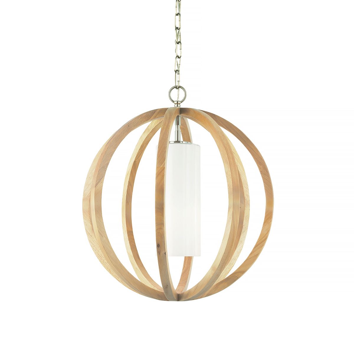 Feiss Allier Small Pendant - Light Wood & Brushed Steel