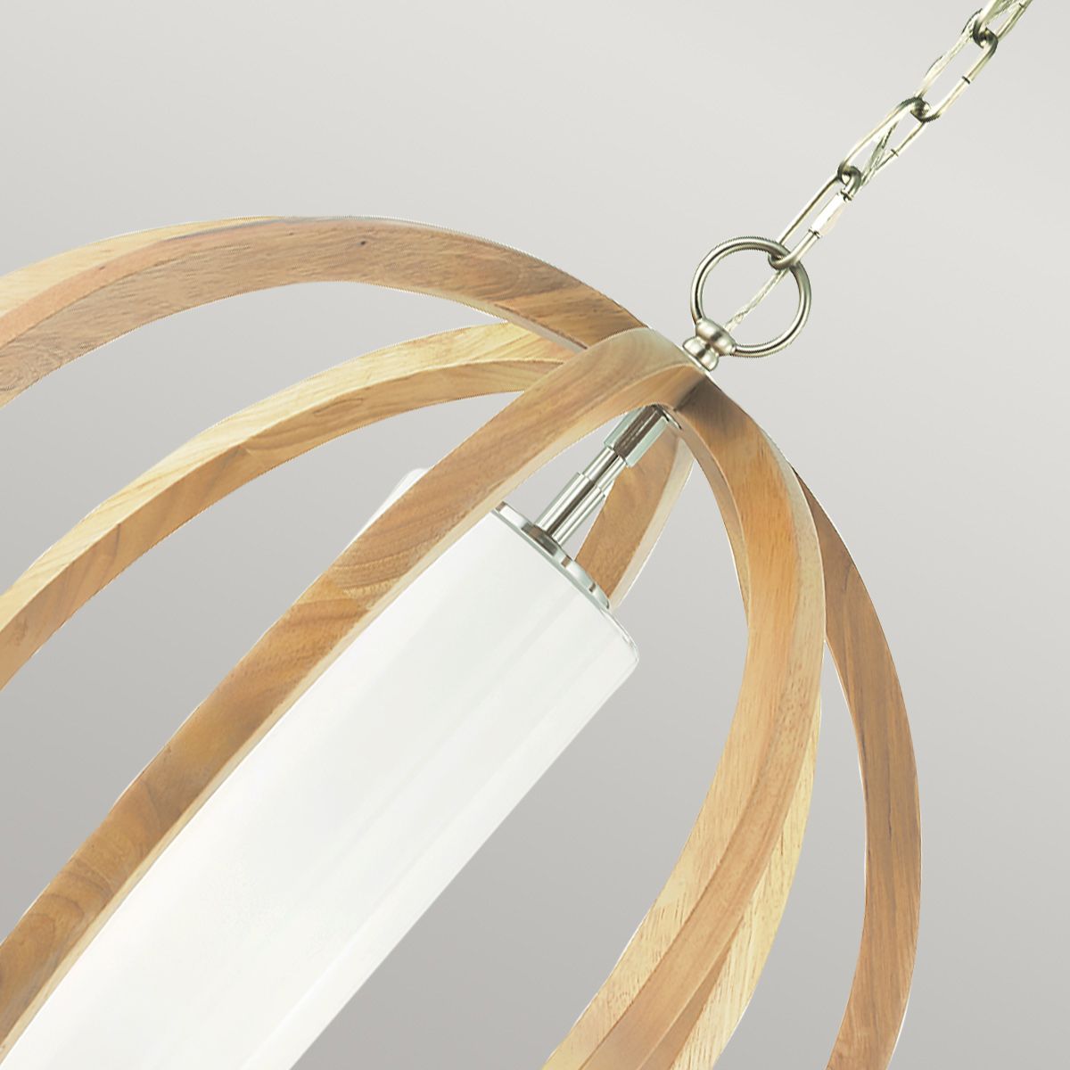 Feiss Allier Small Pendant - Light Wood & Brushed Steel