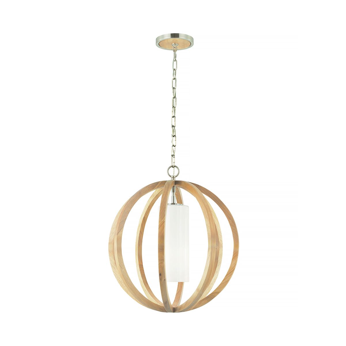 Feiss Allier Small Pendant - Light Wood & Brushed Steel