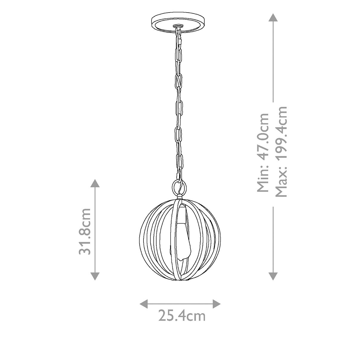 Feiss Allier Mini Pendant - Weathered Oak Wood & Antique Forged Iron
