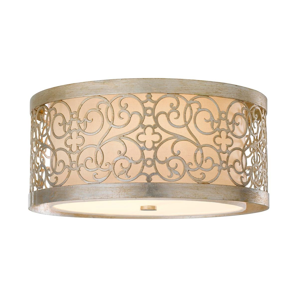 Feiss Arabesque 2 Light Flush Fitting - Silver Leaf Patina