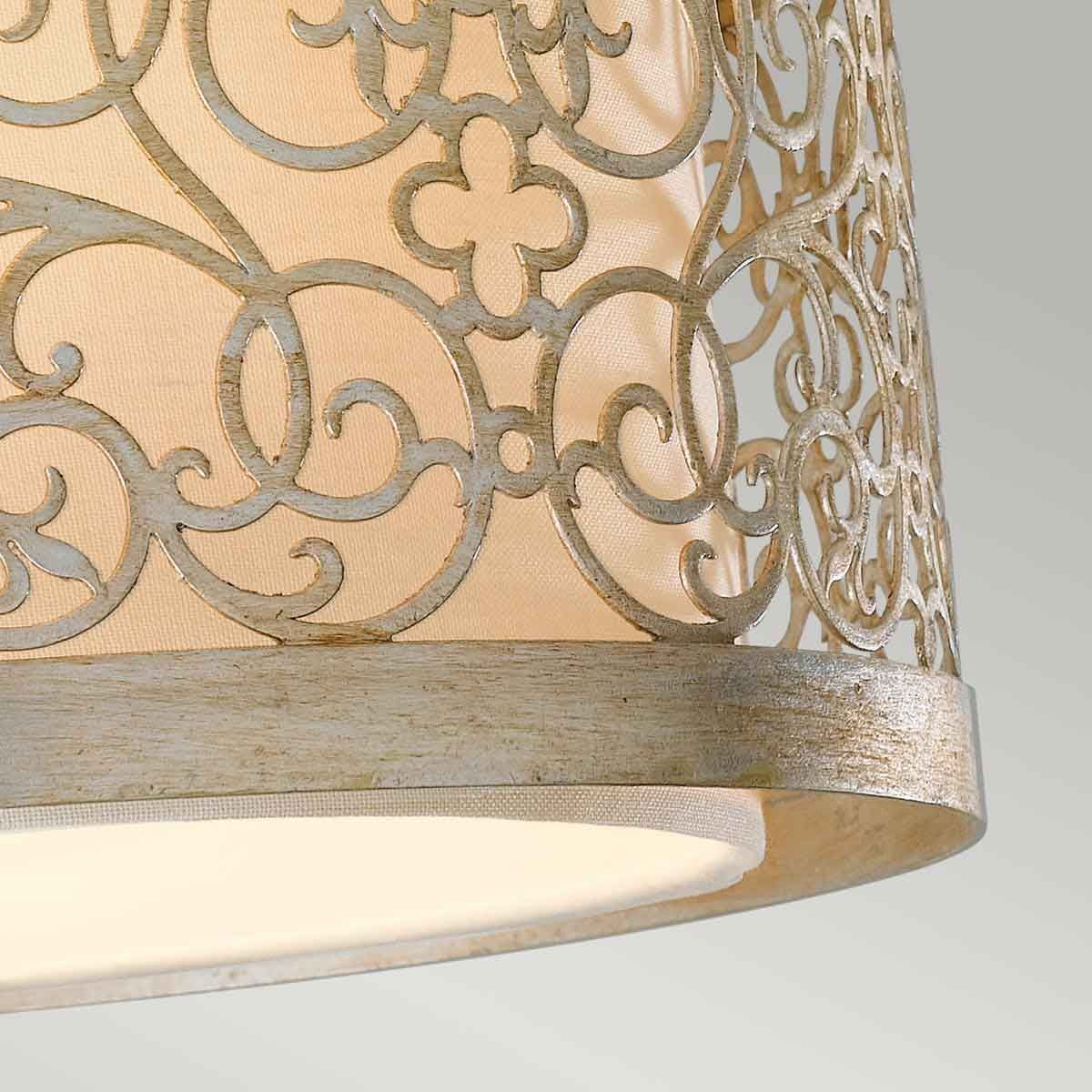 Feiss Arabesque 2 Light Flush Fitting - Silver Leaf Patina