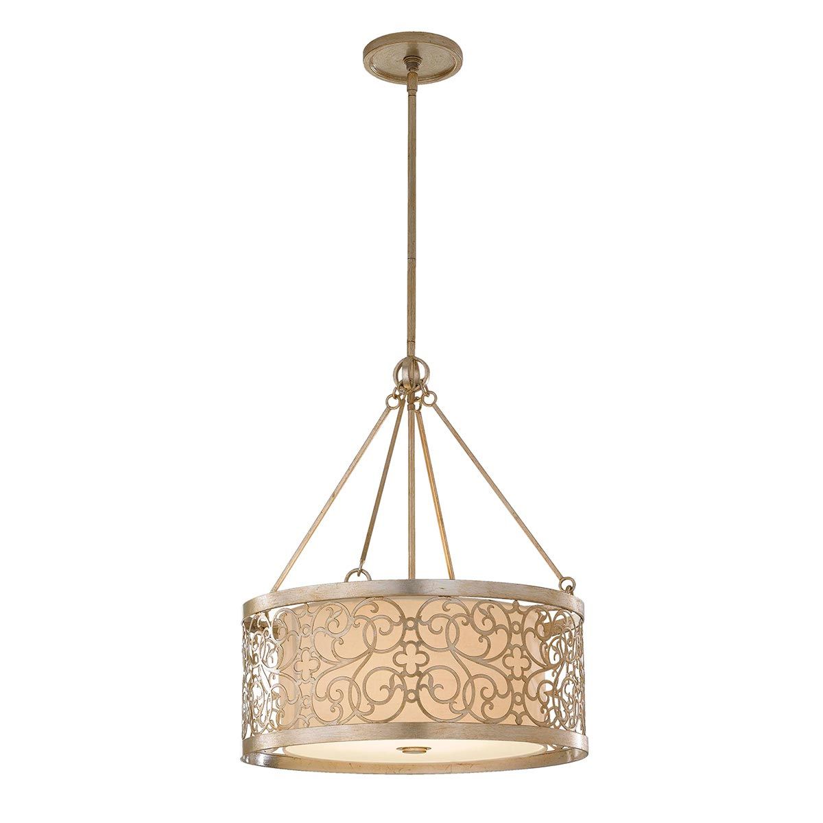 Feiss Arabesque 4 Light Chandelier - Silver Leaf Patina