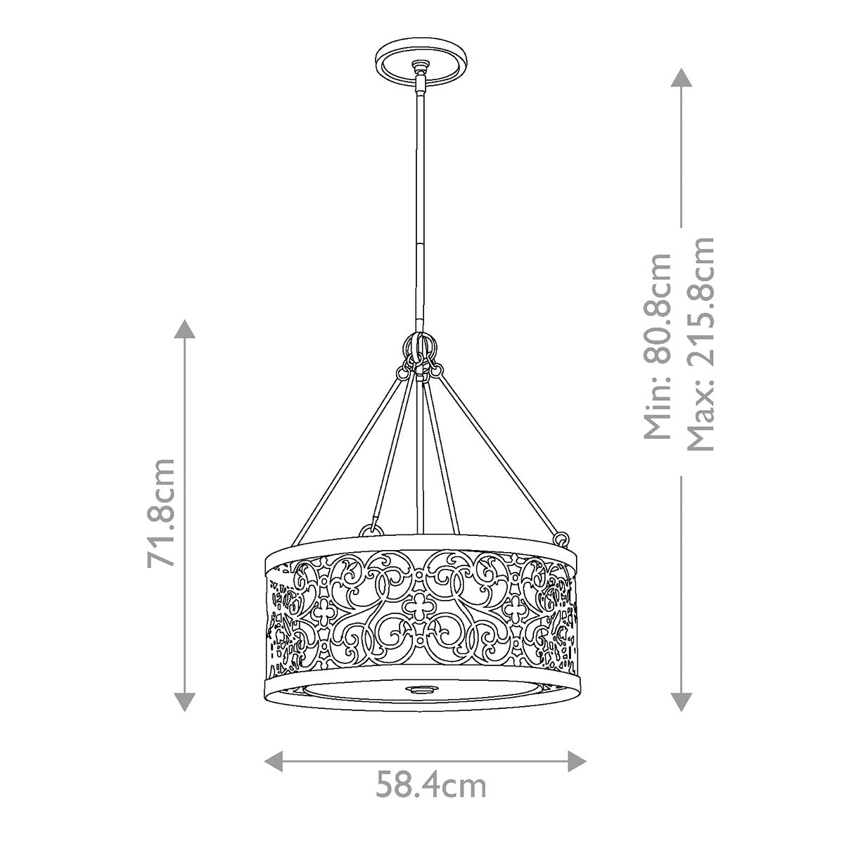 Feiss Arabesque 4 Light Chandelier - Silver Leaf Patina