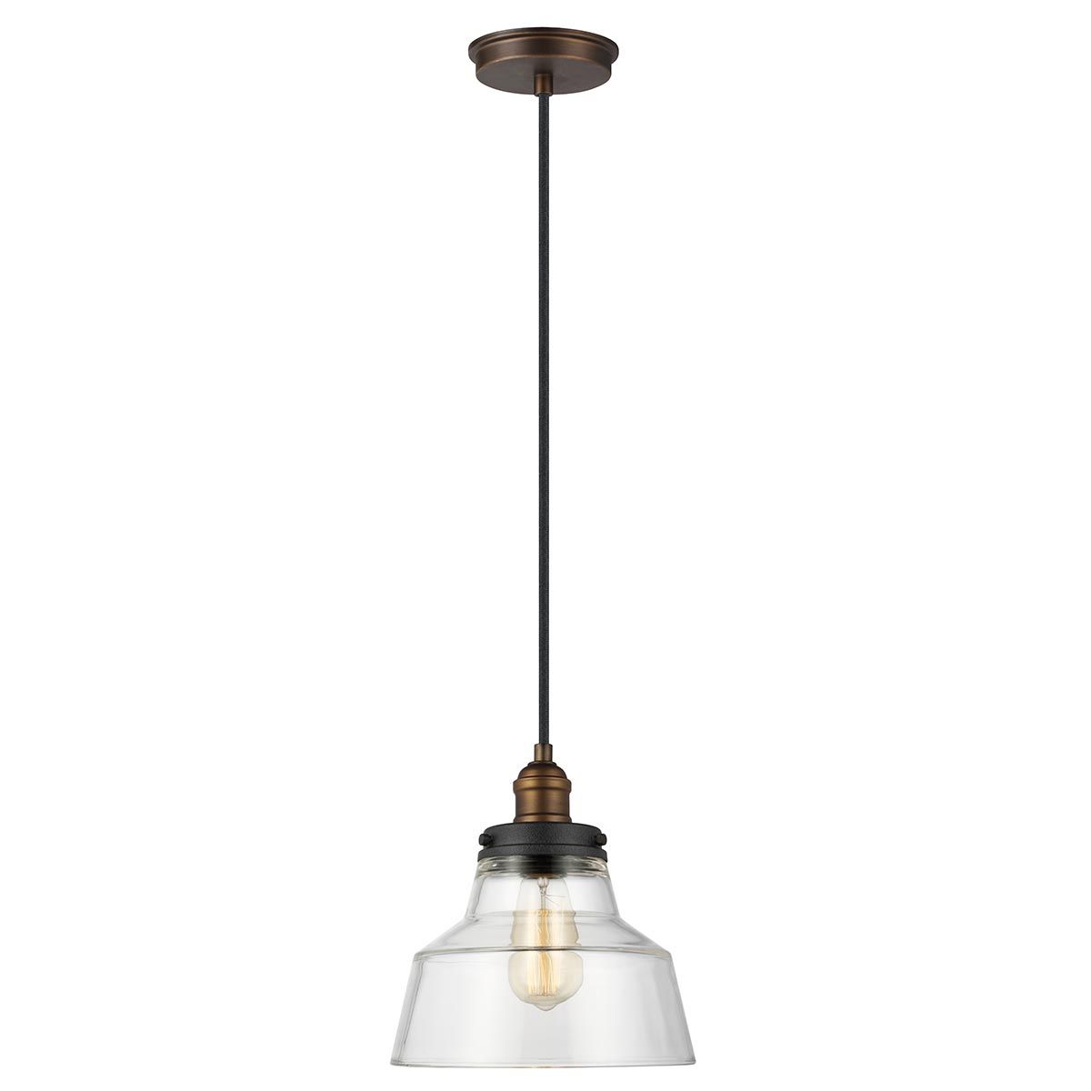Feiss Baskin Single Pendant - Painted Aged Brass & Dark Weathered Zinc