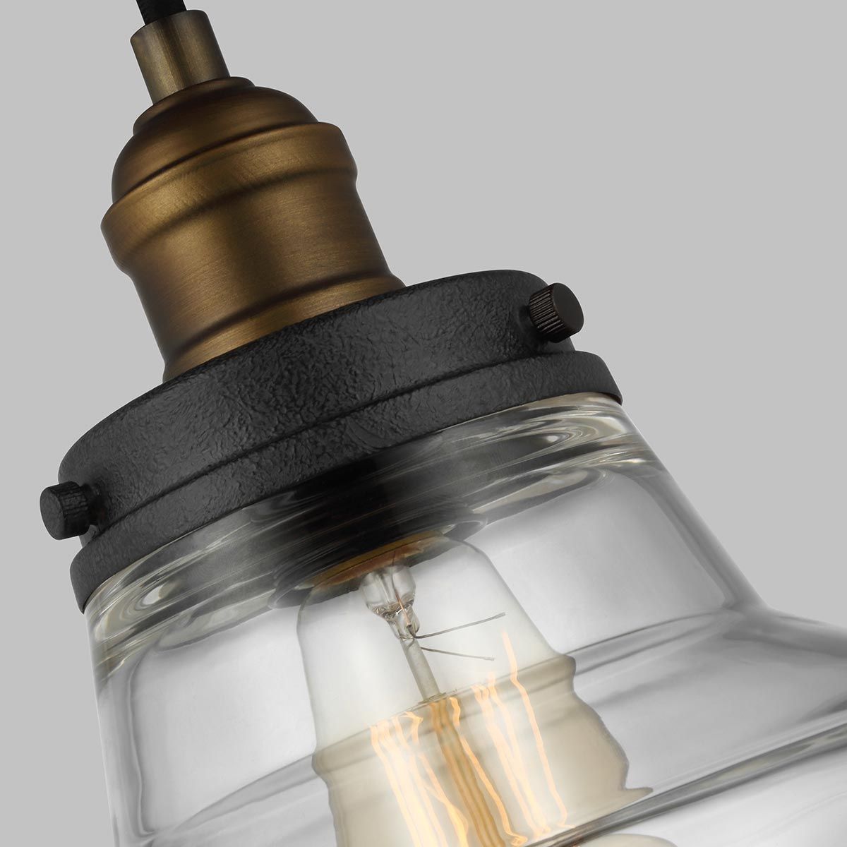 Feiss Baskin Single Pendant - Painted Aged Brass & Dark Weathered Zinc