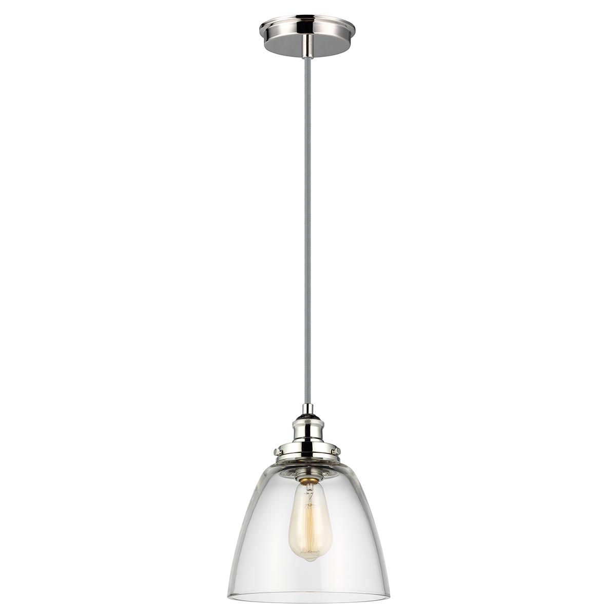 Feiss Baskin Rounded Single Pendant - Polished Nickel