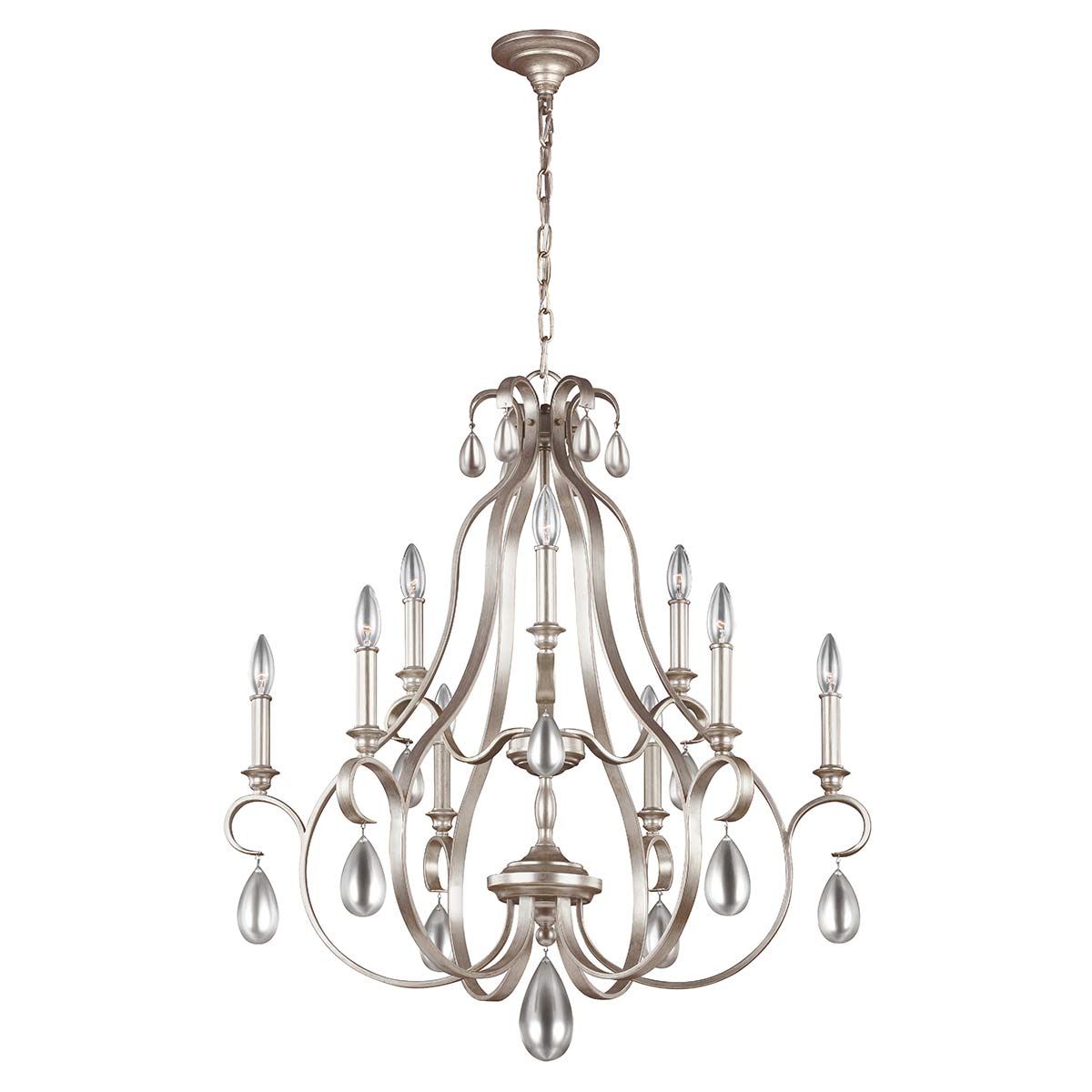 Feiss DeWitt 9 Light Chandelier - Sunrise Silver