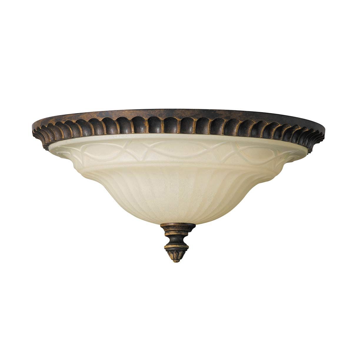 Feiss Drawing Room Bell-Shaped 2 Light Flush Fitting - Walnut