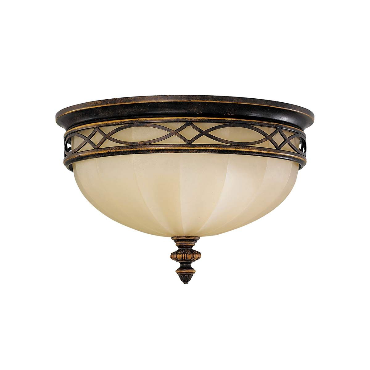 Feiss Drawing Room Rounded 3 Light Flush Fitting - Walnut