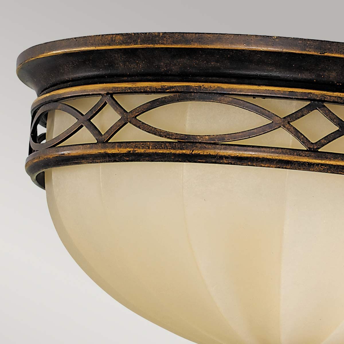 Feiss Drawing Room Rounded 3 Light Flush Fitting - Walnut
