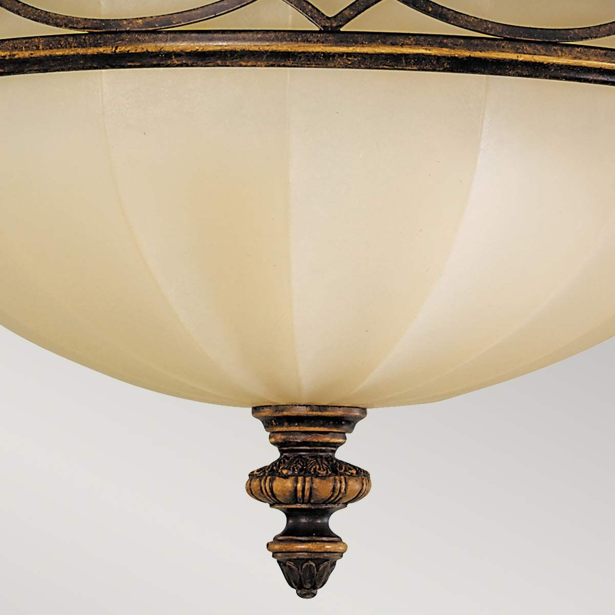 Feiss Drawing Room Rounded 3 Light Flush Fitting - Walnut