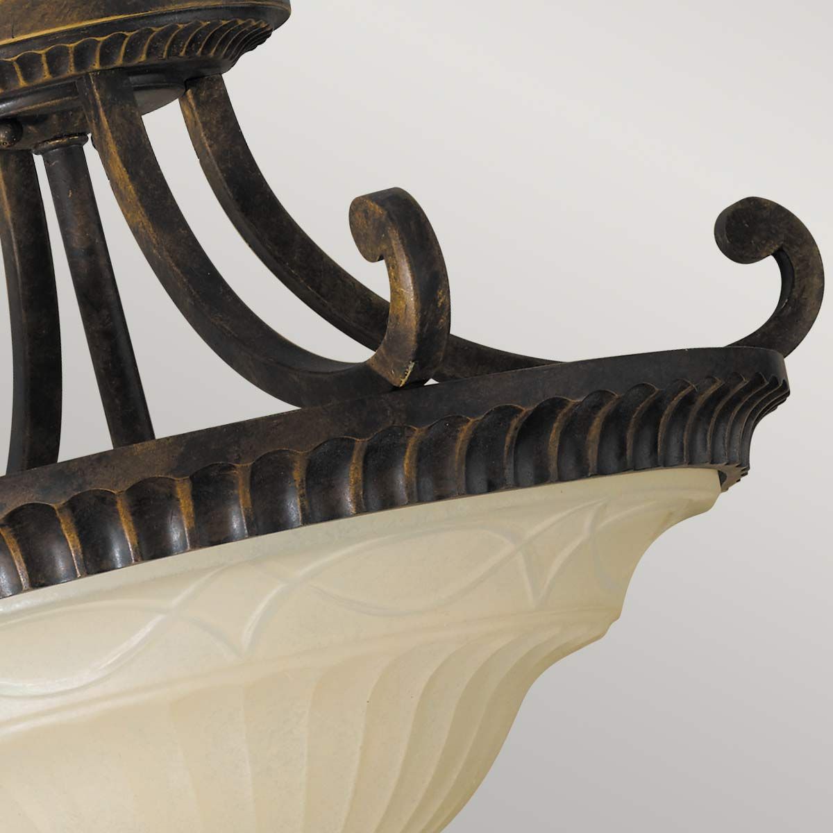 Feiss Drawing Room Bell-Shaped 2 Light Semi-Flush Fitting - Walnut