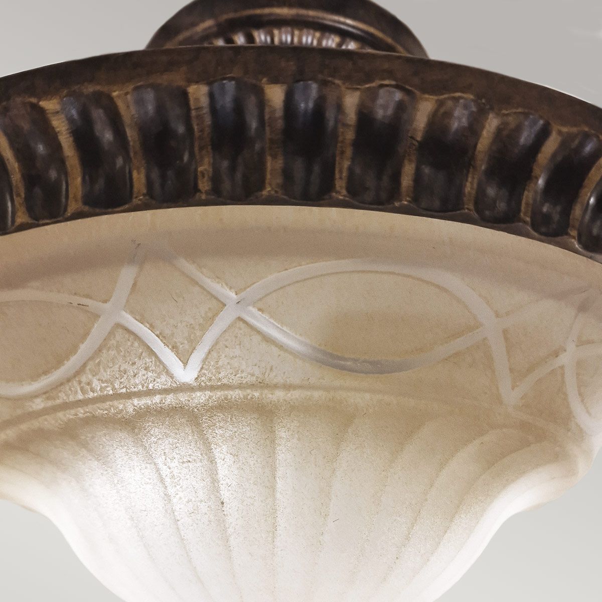 Feiss Drawing Room Bell-Shaped 2 Light Semi-Flush Fitting - Walnut