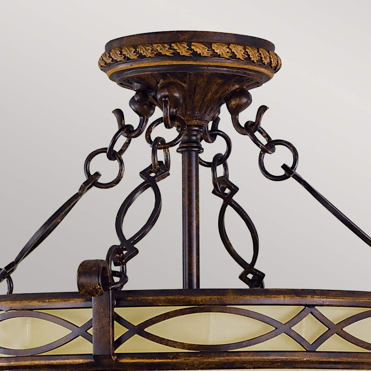 Feiss Drawing Room Rounded 2 Light Semi-Flush Fitting - Walnut