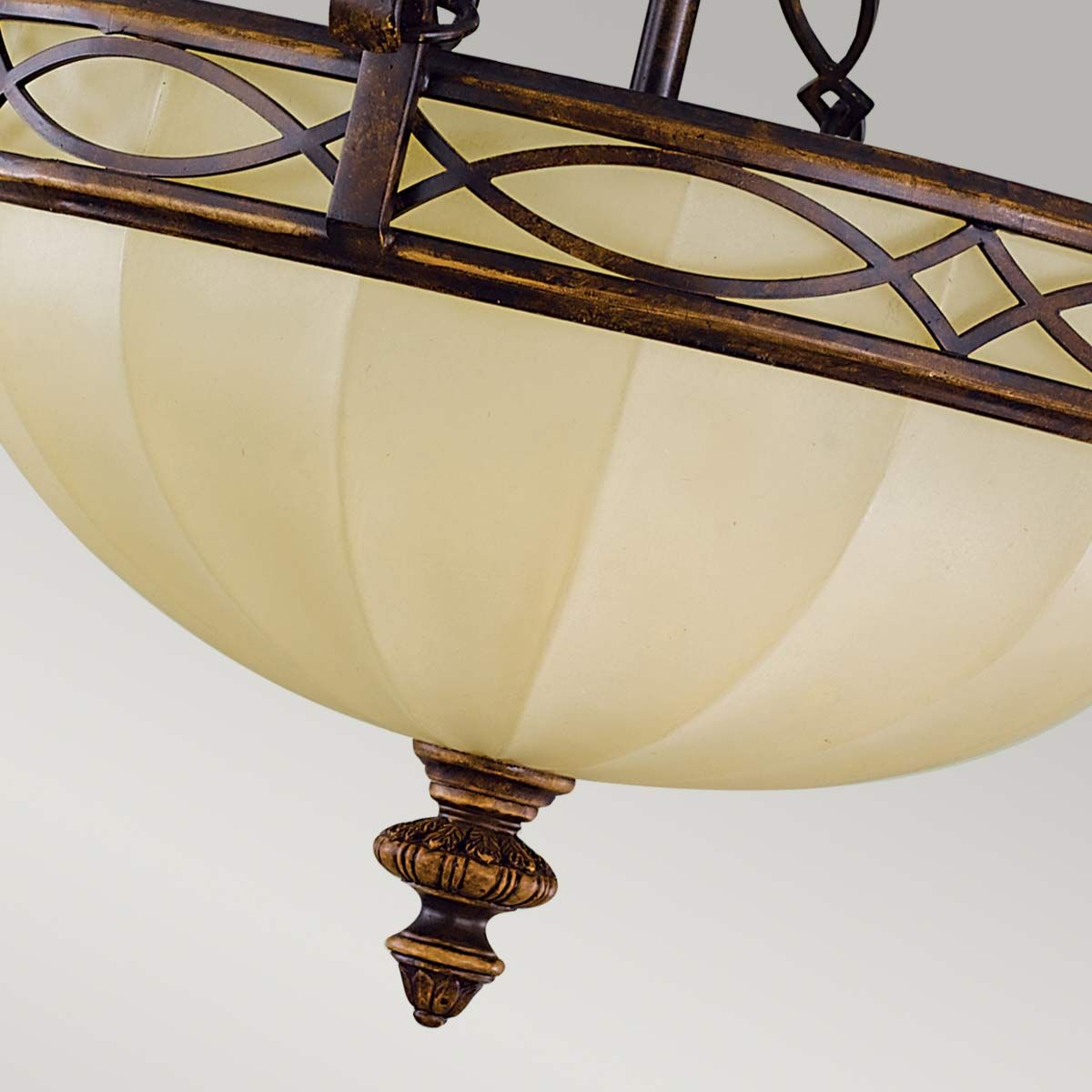 Feiss Drawing Room Rounded 2 Light Semi-Flush Fitting - Walnut