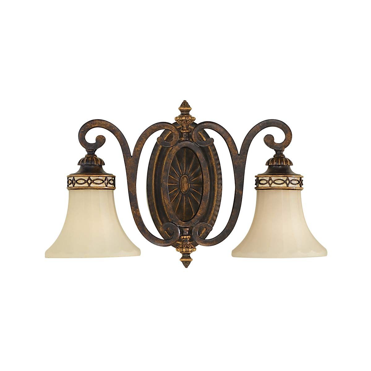 Feiss Drawing Room Downward 2 Light Wall Fitting - Walnut